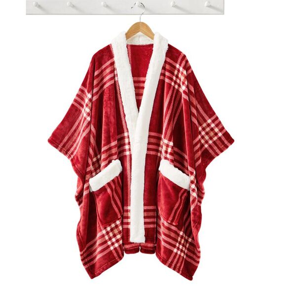 Plush Wrap . 50 x 70 w/ Faux Fur Collar . 100% Polyester Charter Club New in Box - Picture 2 of 10